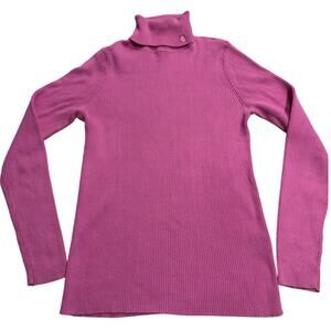 Ralph Lauren Turtleneck Sweater 100% Cotton Embroidered Logo Womens Medium Pink
